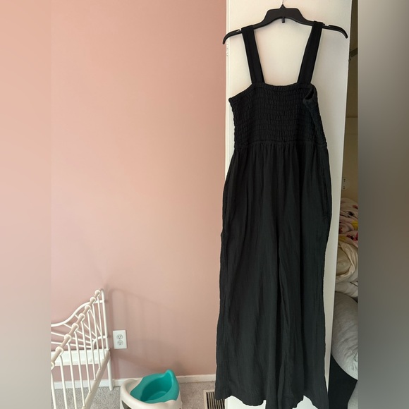 Quince Black Smocked Wide Leg Jumpsuit - Picture 1 of 2